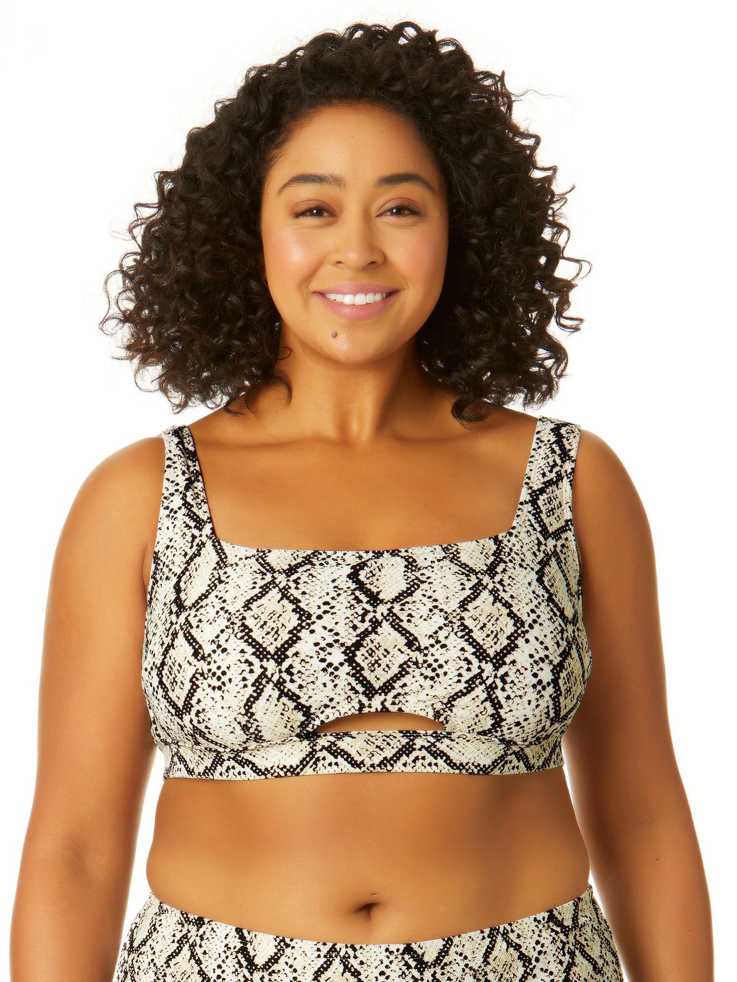 Time and Tru Women's Plus Size Snake Print Cutout Bikini Top | Walmart (US)