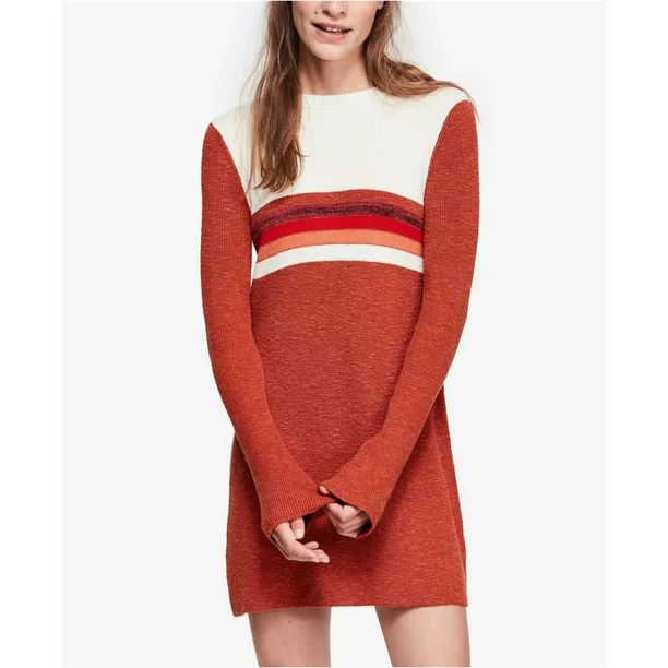 Free People Womens Colorblock Sweater Dress, Orange, X-Small - Walmart.com | Walmart (US)