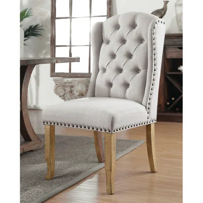 Wilfred Tufted Wingback Upholstered Side Chair in Ivory | Wayfair North America