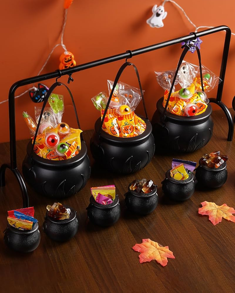 Subtoy Halloween Cauldron Decor Bowls - 9Pcs Witch Cauldron Candy Serving Bowls on Rack, Plastic ... | Amazon (US)