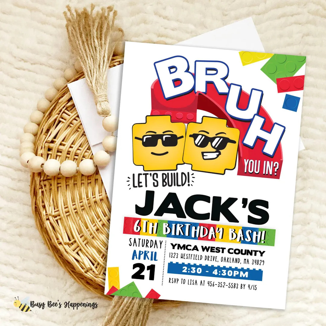 Editable Bruh Block Birthday Invitation: Building Blocks Party (digital File 5x7" PDF) - Etsy | Etsy (US)
