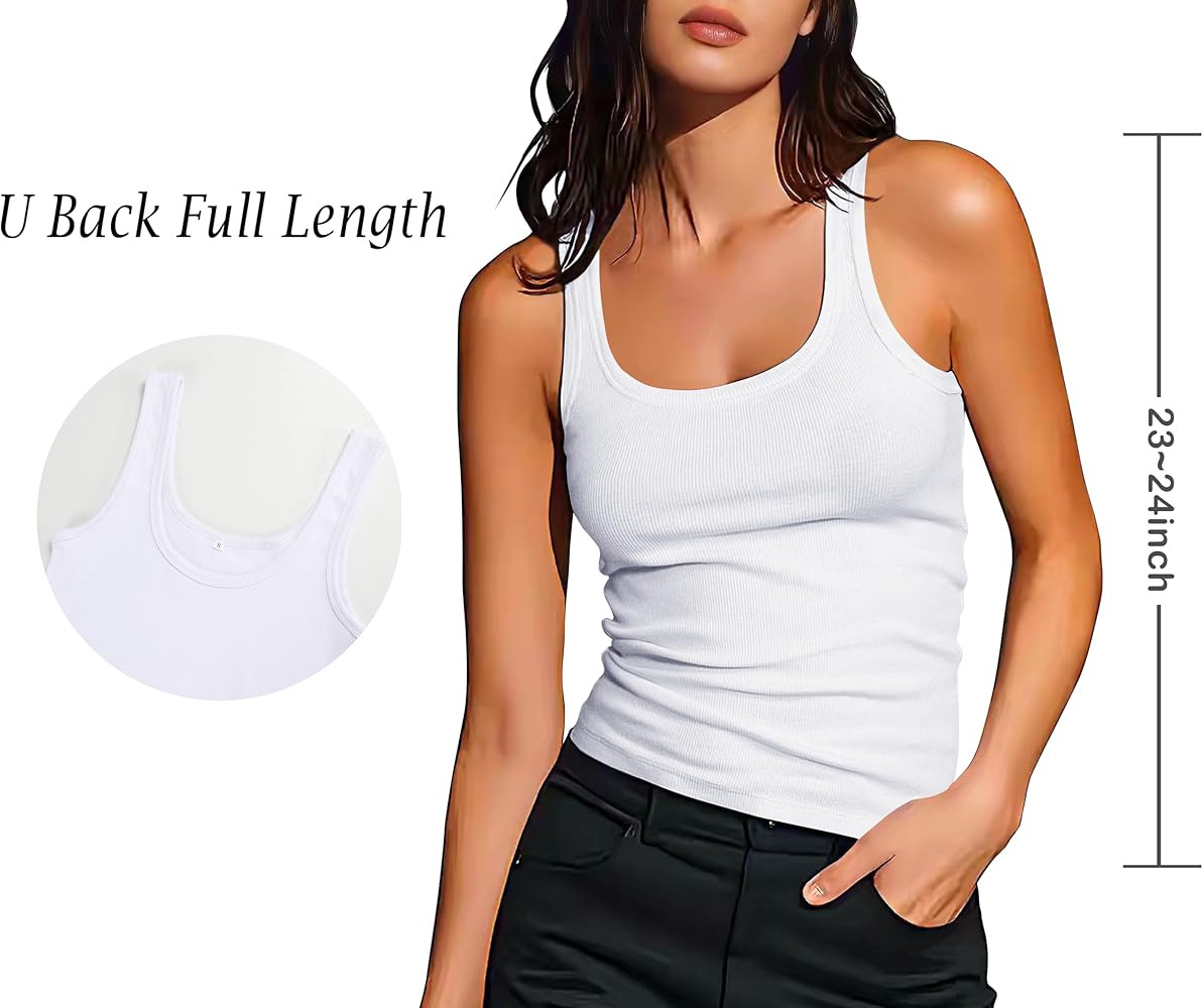 Artfish Women's Sleeveless Cotton Fitted Tank Top Form Fitting Scoop Neck Ribbed Knit Basic Cami ... | Amazon (US)