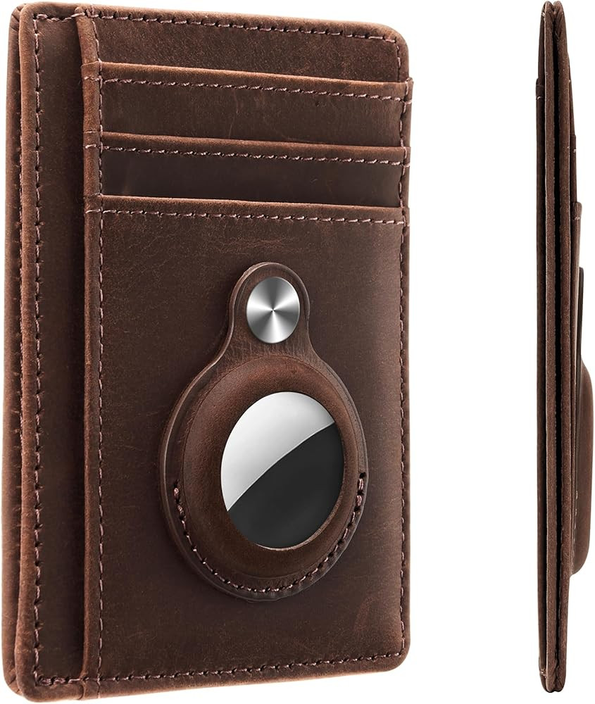 Slim Minimalist Front Pocket Air Tag Wallet, RFID Blocking Card Holder Wallet with Airtag Holder | Amazon (US)