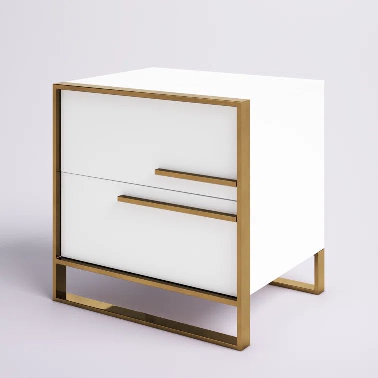 Seoul 2 - Drawer Nightstand with Brushed Gold Trim | Wayfair North America