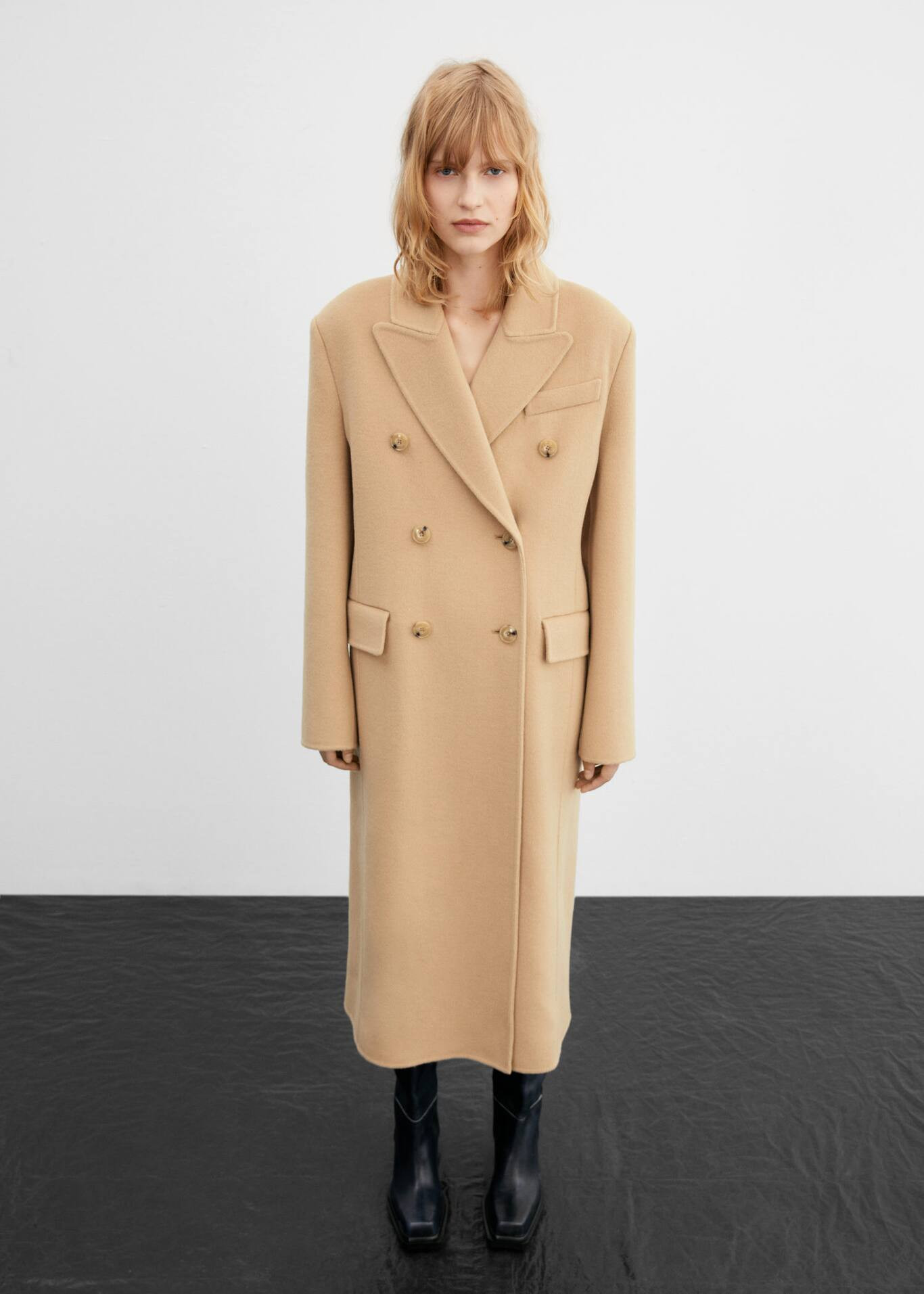 Double-breasted virgin wool coat -  Women | Mango USA | MANGO (US)