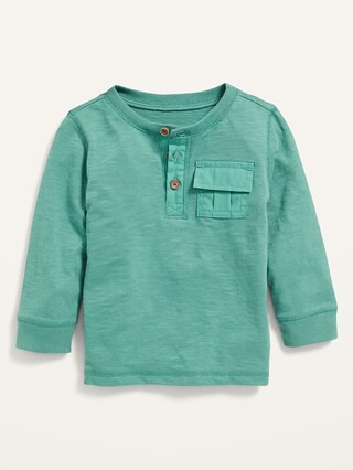 Long-Sleeve Slub-Knit Pocket Henley for Baby | Old Navy (US)