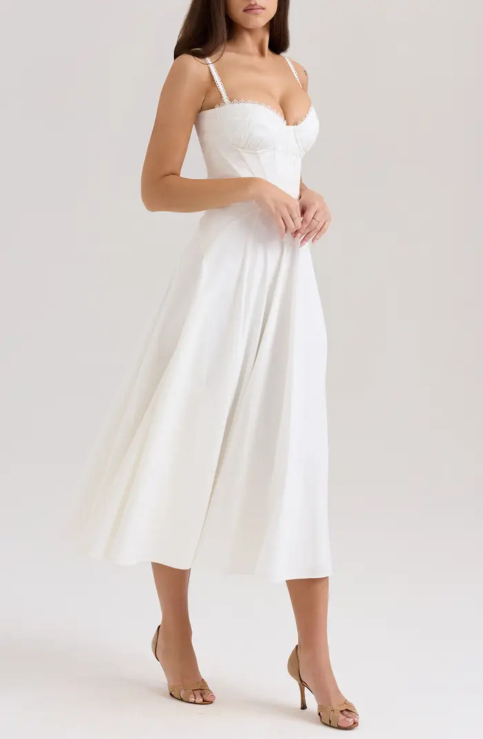 HOUSE OF CB Steffani Corset Midi Sundress | Nordstrom | Nordstrom