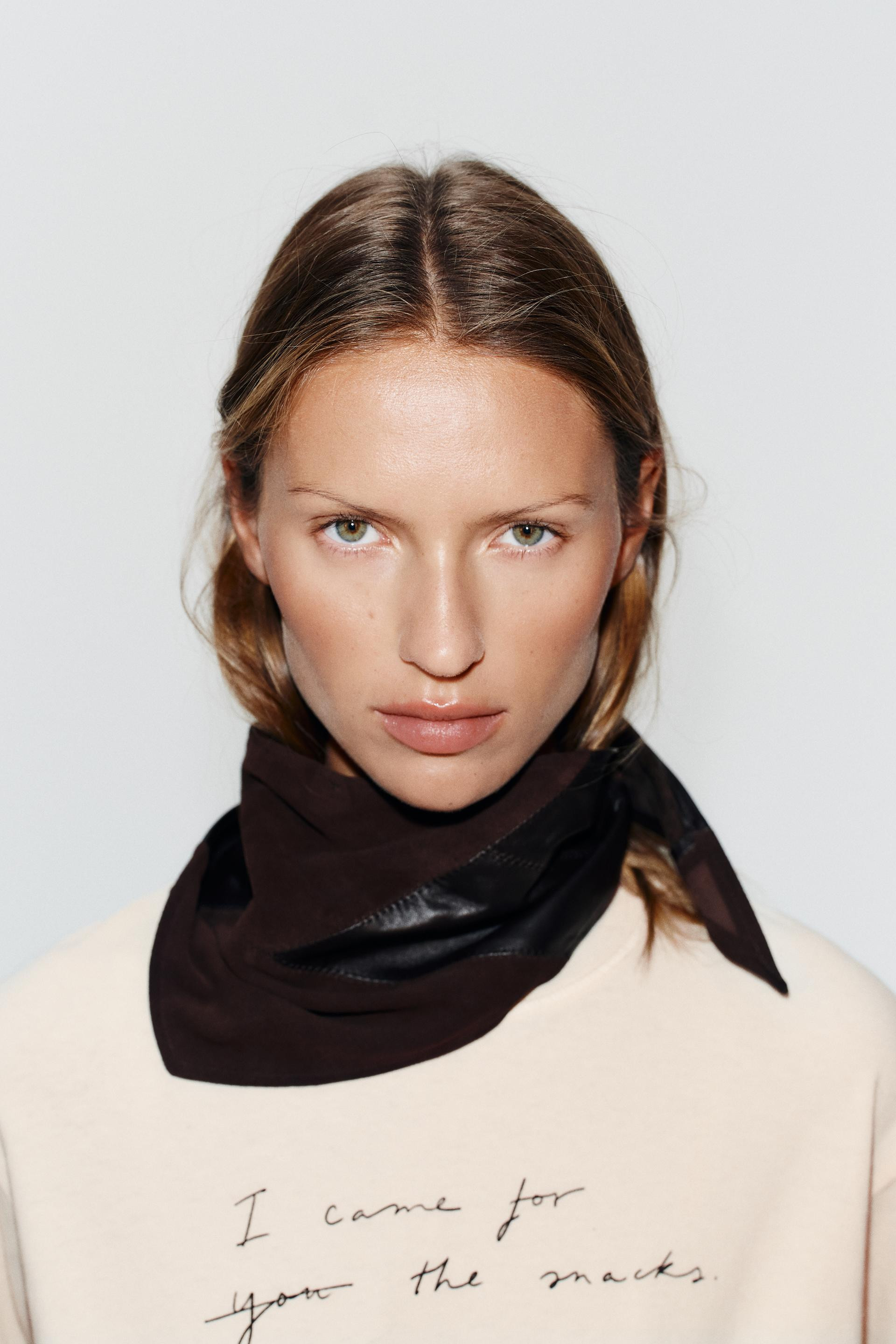 Zara - Combined 100% Suede Leather Bandana - Brown - M - Woman | Zara US