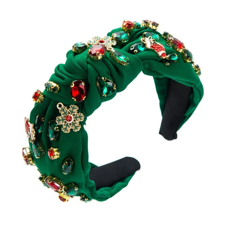 vnanda Elegant Holiday Headband s Headband Faux Jeweled Knotted Christmas Headband for Women Fest... | Walmart (US)
