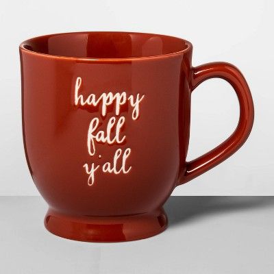 16oz Stoneware Happy Fall Footed Mug Red - Opalhouse™ | Target