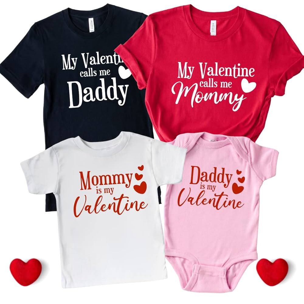 My Valentine Calls Me Daddy Mommy, Valentines Day Family T Shirts, Matching Family Valentines Day... | Amazon (US)