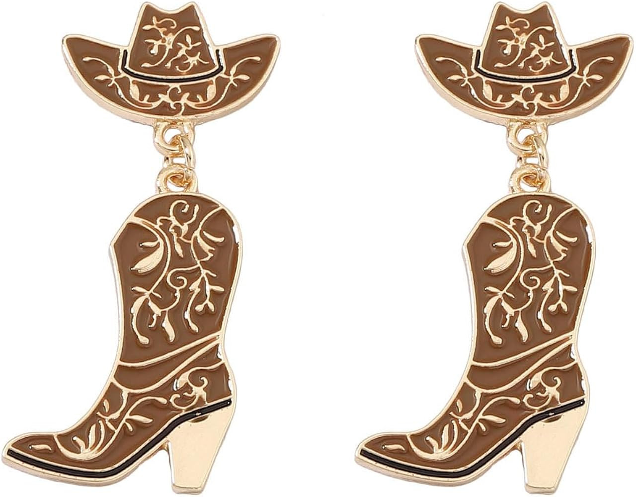 Enamel Cowgirl Earrings Western Cowboy Boots Earrings for Women Dainty Shoes Dangle Drop Earrings... | Amazon (US)