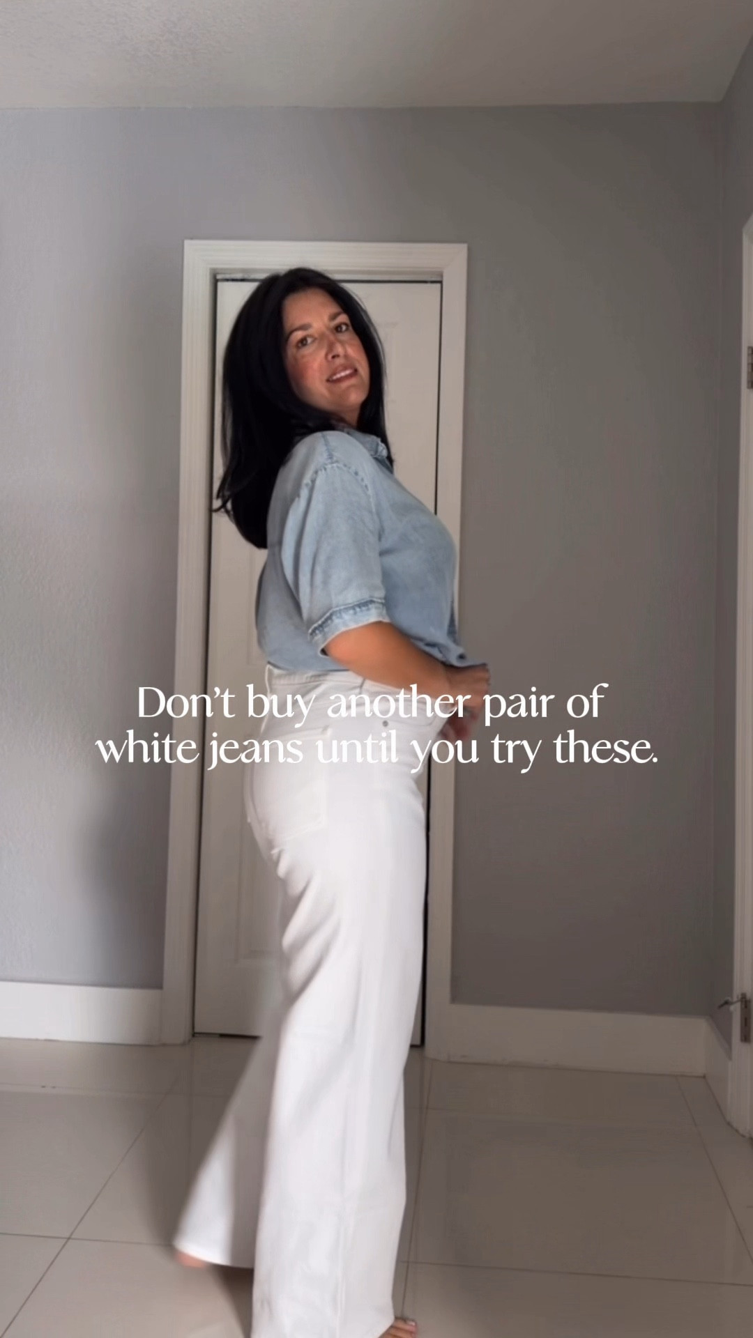 Comfortable and flattering white jeans that you can wear year-round. 

￼#whattowear #momstyle 

#LTKOver40 #LTKootd #LTKgrwm
