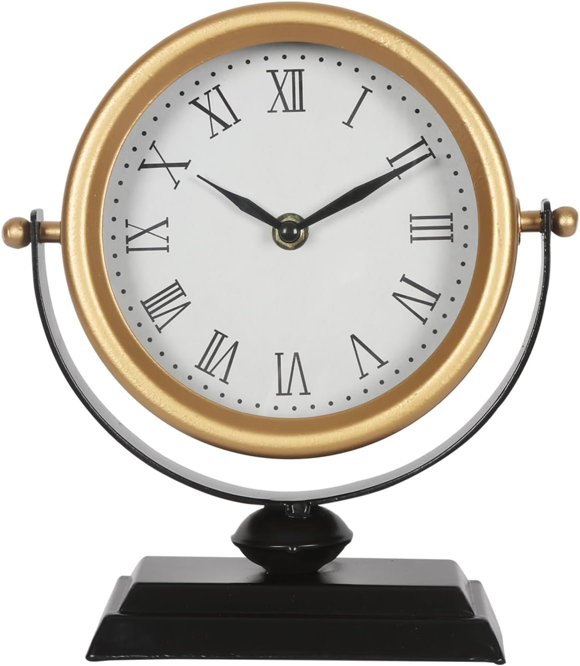 QIYAODECO Desk Clock - Classic Vintage Clock and Decorative Shelf Decor,Silent Non-Ticking Clock with Distressed Metal Frame for Office, Living Room or Bedroom | Amazon (US)