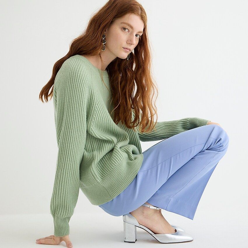 Ribbed cashmere oversized crewneck sweater | J.Crew US