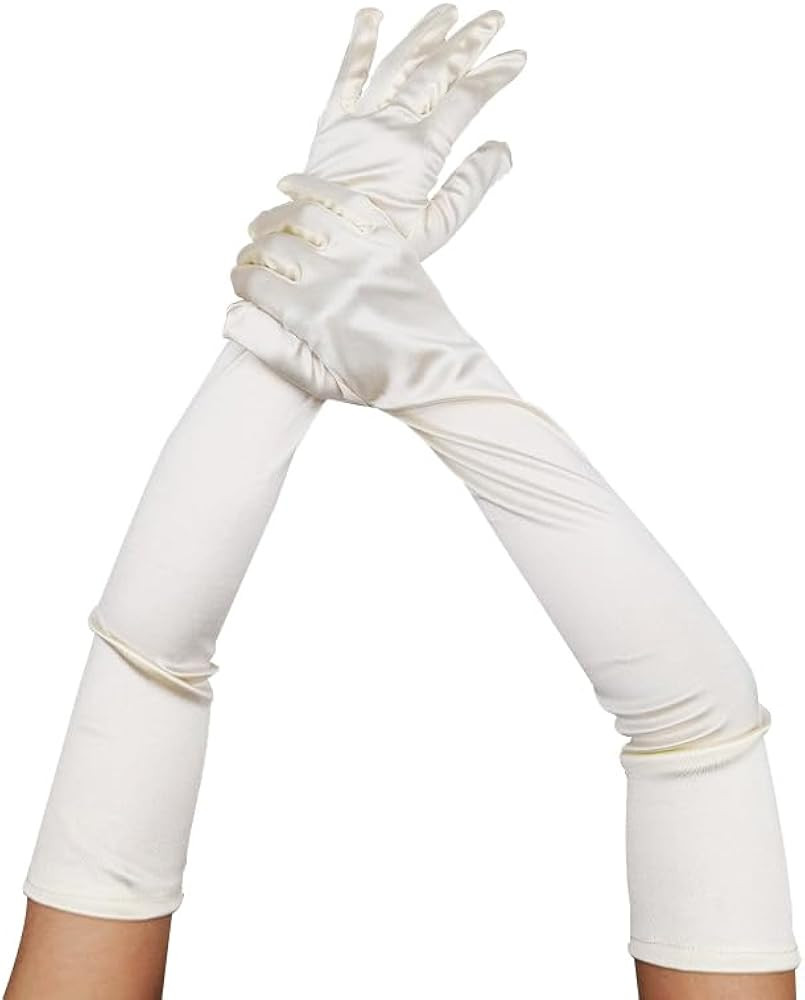Elbow Gloves Women Long Opera Party 1920s Satin Gloves Stretchy Satin Comfortable Fabric Adult Si... | Amazon (US)