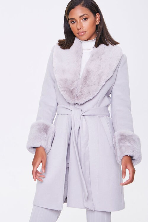 Faux Fur-Trim Wrap Coat | Forever 21 (US)