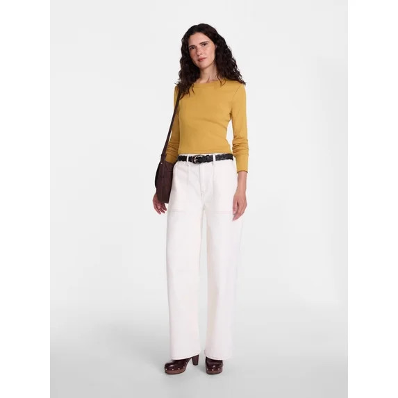 Scenario Women's and Women's Plus Rib Tee with Long Sleeves, Sizes XS-4X | Walmart (US)