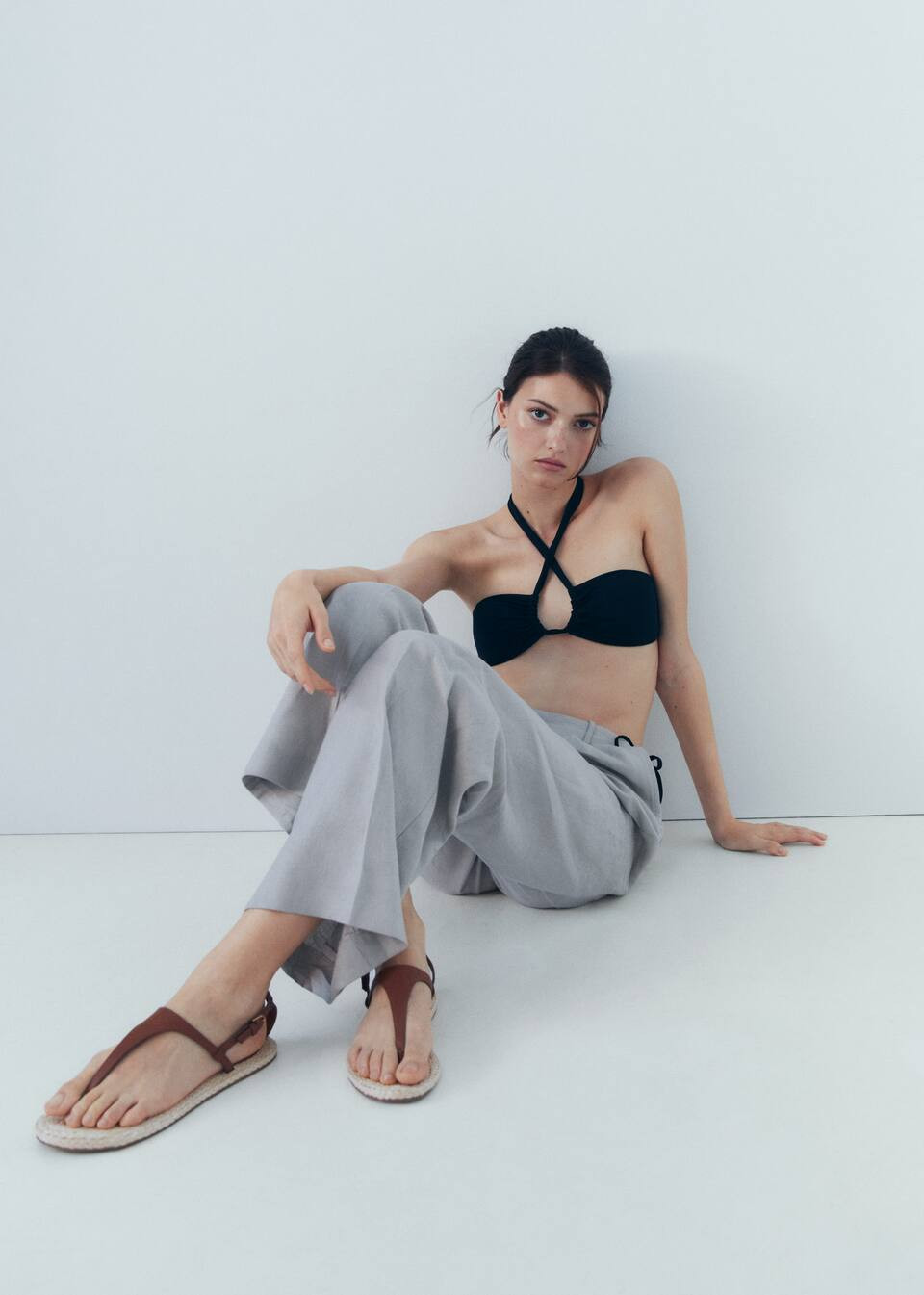 Leather sandals with straps | MANGO (US)