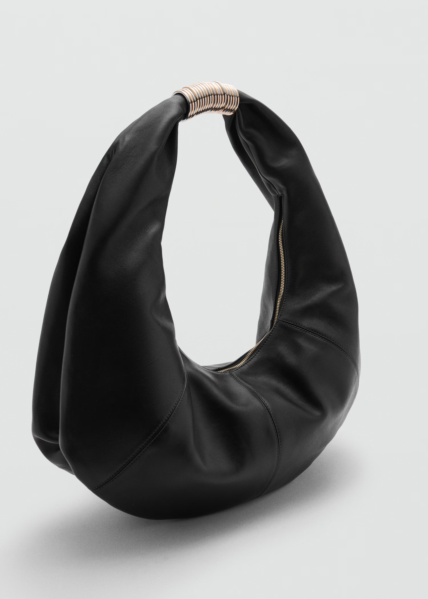 Leather bag with metallic detail - Woman | MANGO United Kingdom | MANGO (UK)