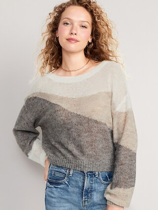Sheer Boat-Neck Sweater for Women | Old Navy (US)