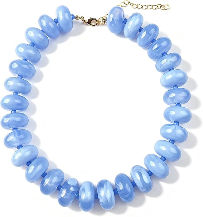 CSIYANJRY99 Chunky Beaded Necklace for Women, Large Colorful Resin Beads Statement Necklace, Boho... | Amazon (US)