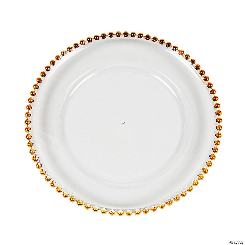 Clear Chargers with Gold Beaded Trim - 6 Ct. | Oriental Trading Company