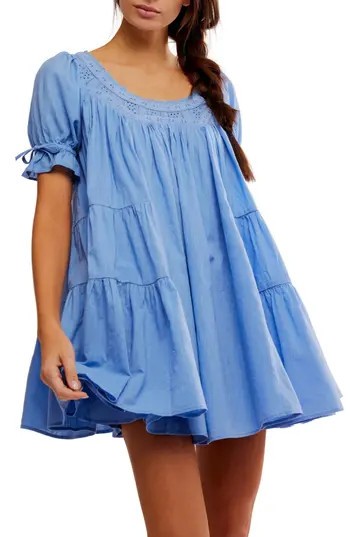 Free People Sandy Shores Cotton Babydoll Minidress in Cornflower Blue at Nordstrom Rack, Size Small | Nordstrom Rack
