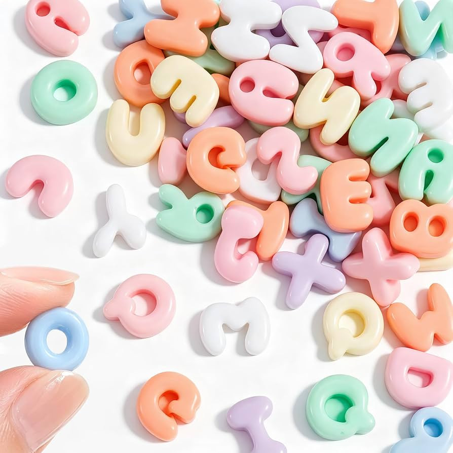 60Pcs Bubble Letter Beads, Colorful Alphabet Bubble Letter Charms | Amazon (US)