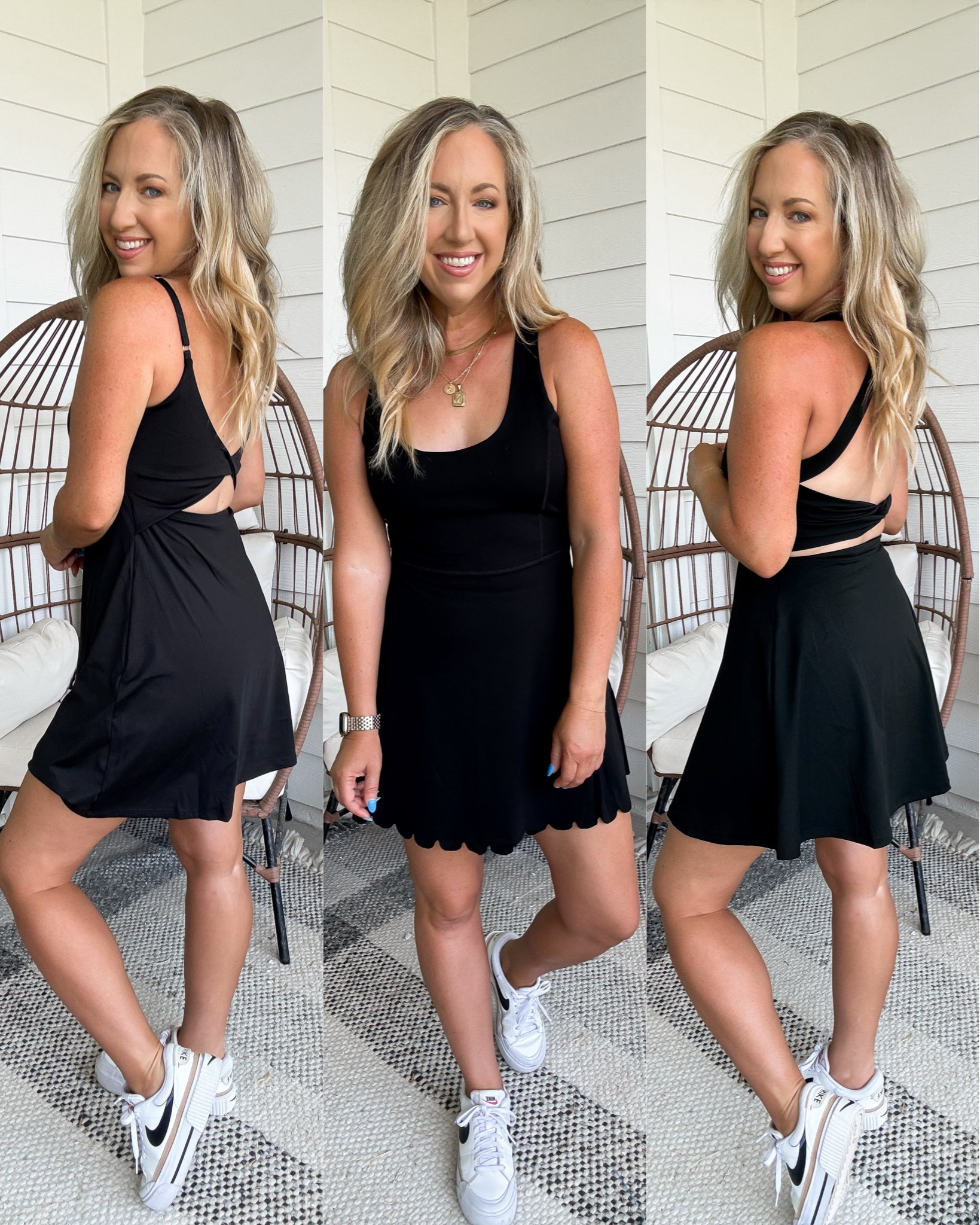 black athletic dress with shorts Aawari Women's Black Maxi Dresses with Red Floral Embroidery main image 1