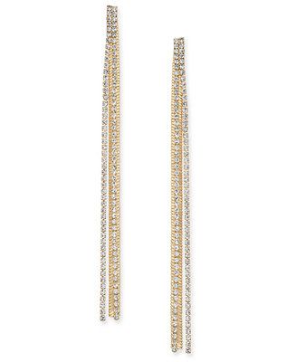 Gold-Tone Rhinestone & Chain Linear Drop Earrings, Created for Macy's | Macys (US)