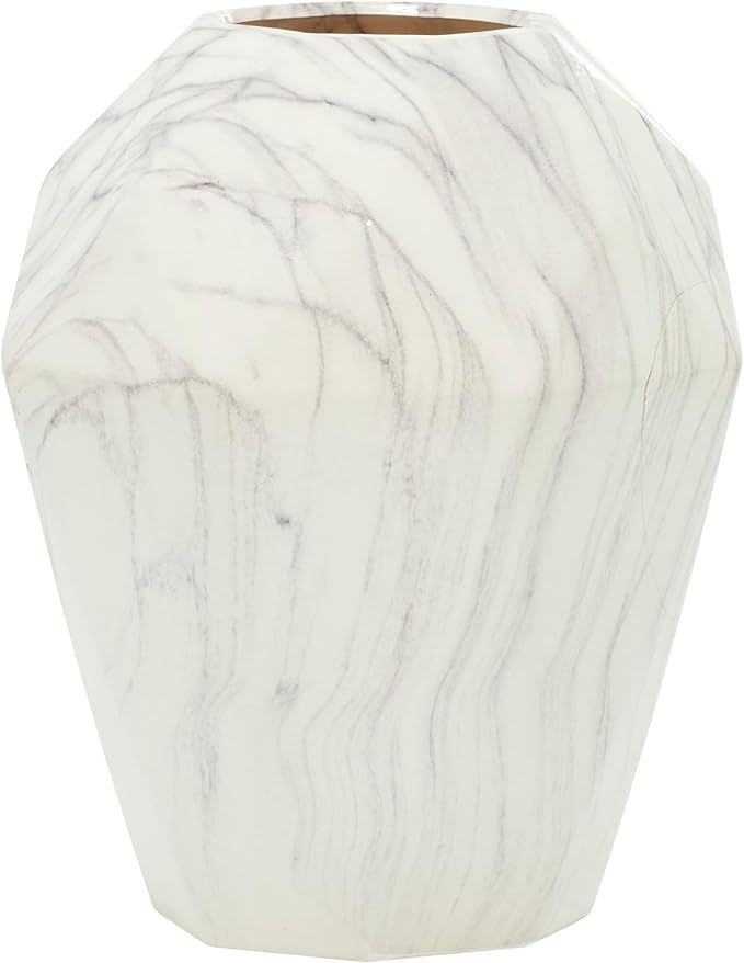 Deco 79 Ceramic Faux Marble Vase, 10" x 10" x 12", White | Amazon (US)