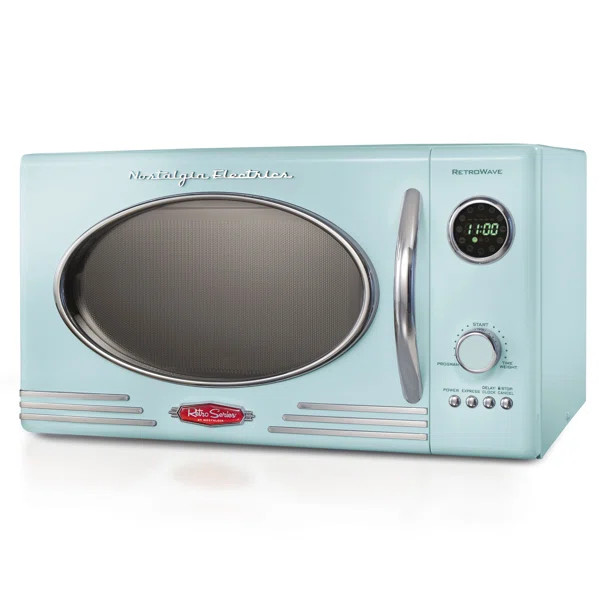 Aqua Nostalgia Retro 0.9 Cu. Ft. Microwave Oven, 800 Watts (Part number: NRMO9AQ) | Wayfair North America