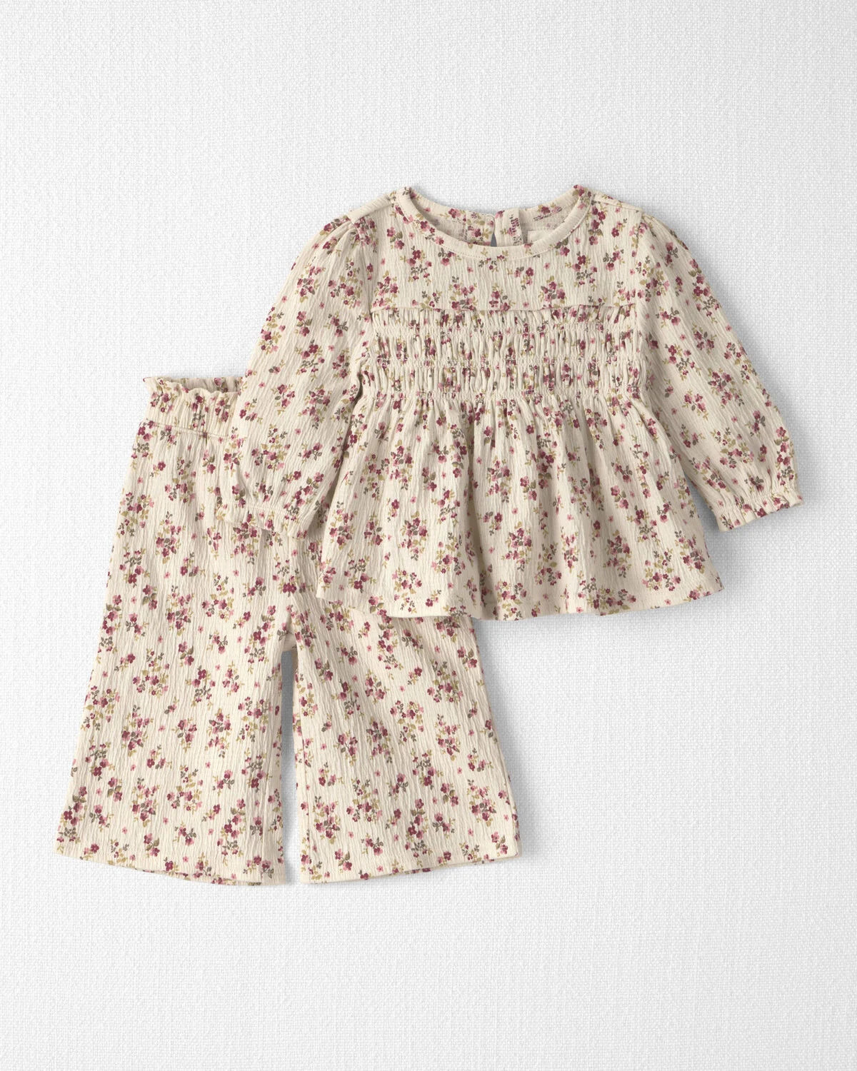 Baby Girl 2-Piece Organic Cotton Smocked Top & Pant Set | Carter's Inc