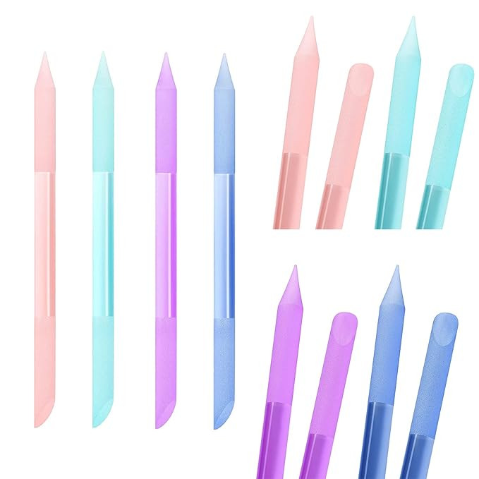 4Pcs Glass Cuticle Pusher, heemeei Dual-Ended Manicure Stick, Crystal Cuticle Pusher Glass File, ... | Amazon (US)