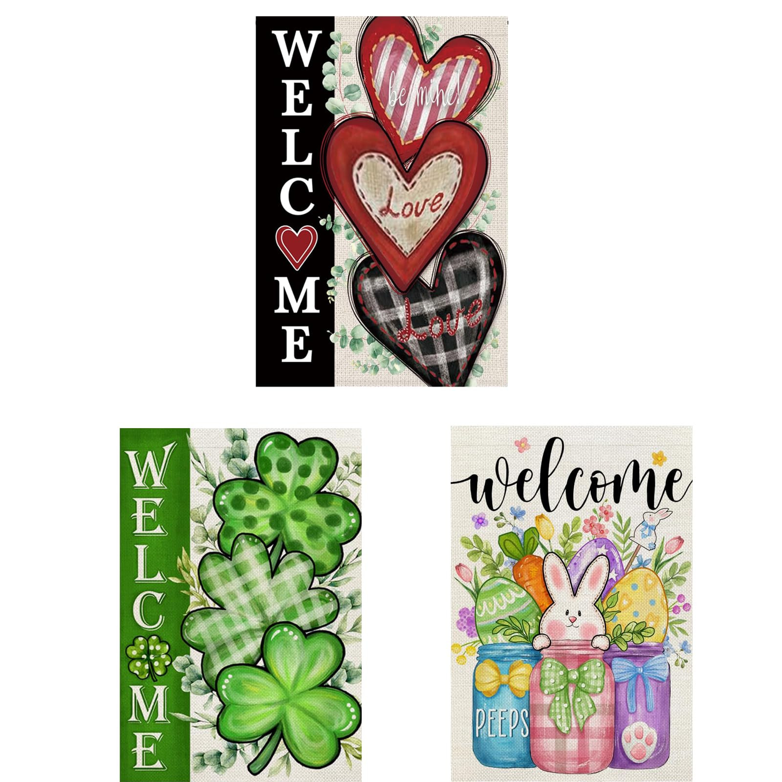 3 Pack Happy Valentines Day Garden Flag St Patricks Day Garden Flag Easter Garden Flags 12 x 18 i... | Amazon (US)
