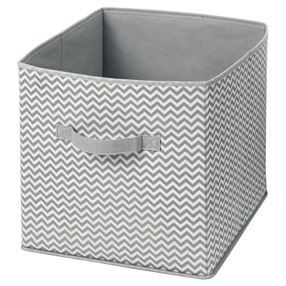 InterDesign Chevron Fabric Foldable Nursery Storage Cube - Gray/Cream, Large | Target