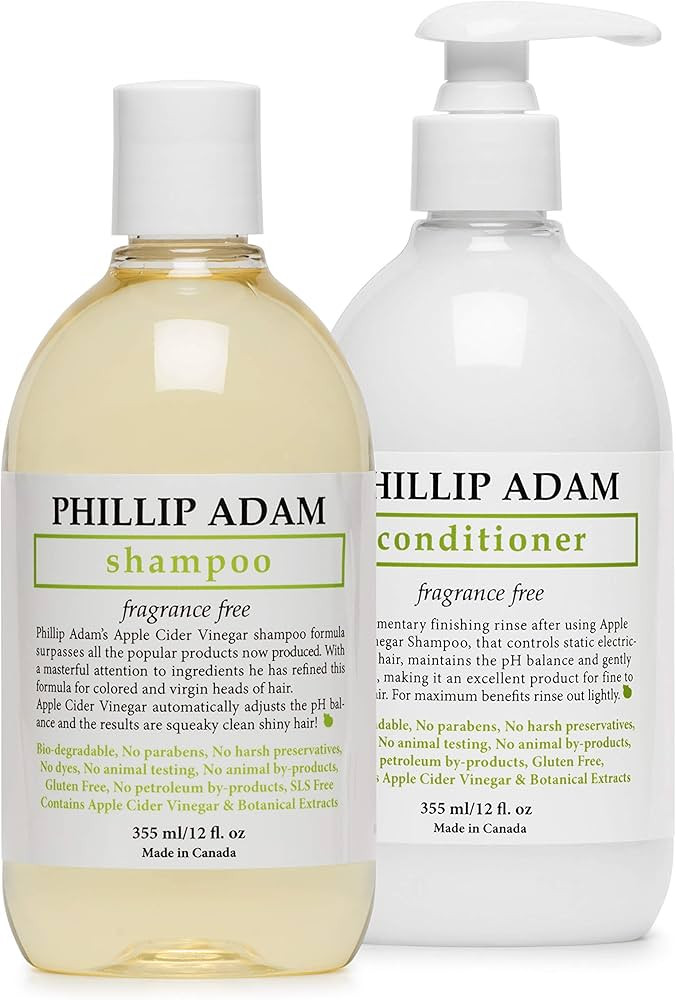 Phillip Adam Fragrance Free Shampoo and Conditioner Set with Apple Cider Vinegar - pH Balancing -... | Amazon (US)