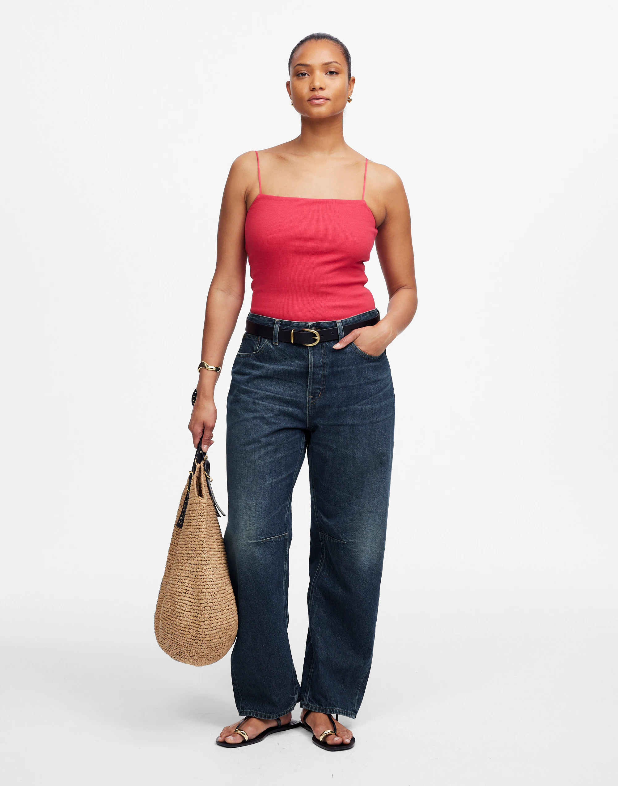 The Petite Curvy Darted Barrel-Leg Jean in Danver Wash | Madewell
