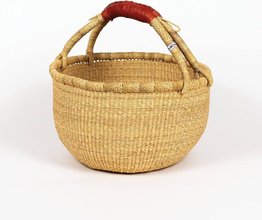 Bolga Zaare Market Basket, Handmade in Ghana by Women Artisans, Natural, Medium, 13"-15" Diameter... | Amazon (US)