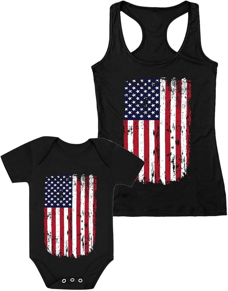 Tstars Mommy and Me 4th of July Shirts American Flag Mom and Baby Matching Outfits | Amazon (US)