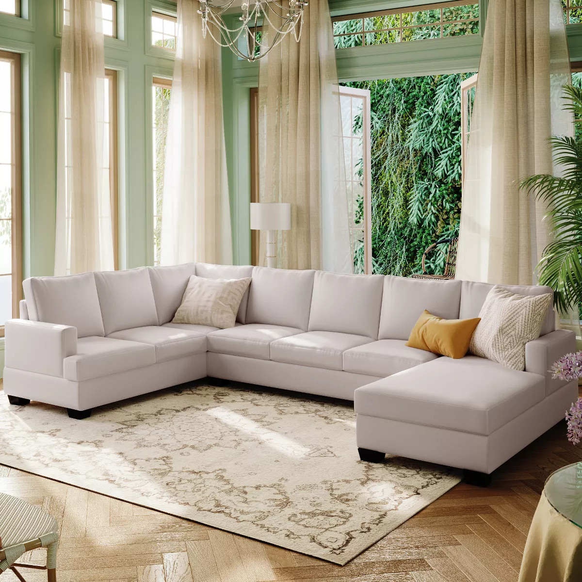 Modern Large Upholstered U-Shaped Sectional Sofa With Extra Wide Recliner - ModernLuxe | Target