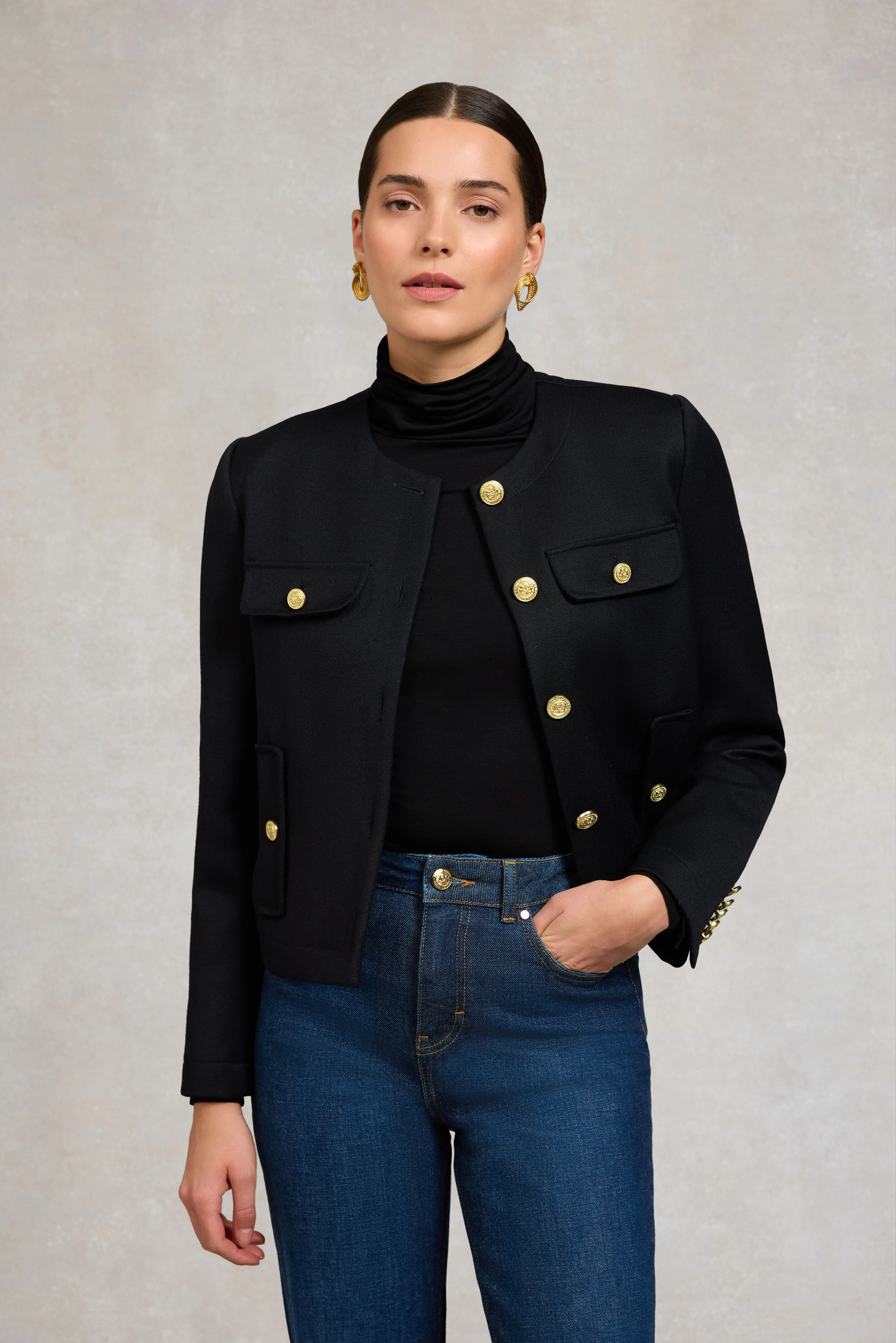 Chelsea Jacket (Black Twill) | Holland Cooper