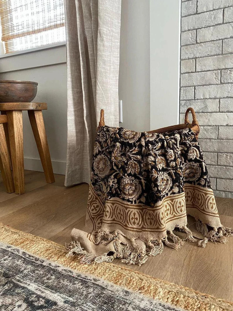 Sofa Décor Room Décor Handmade Throw Handblock Print Throw - Etsy | Etsy (US)