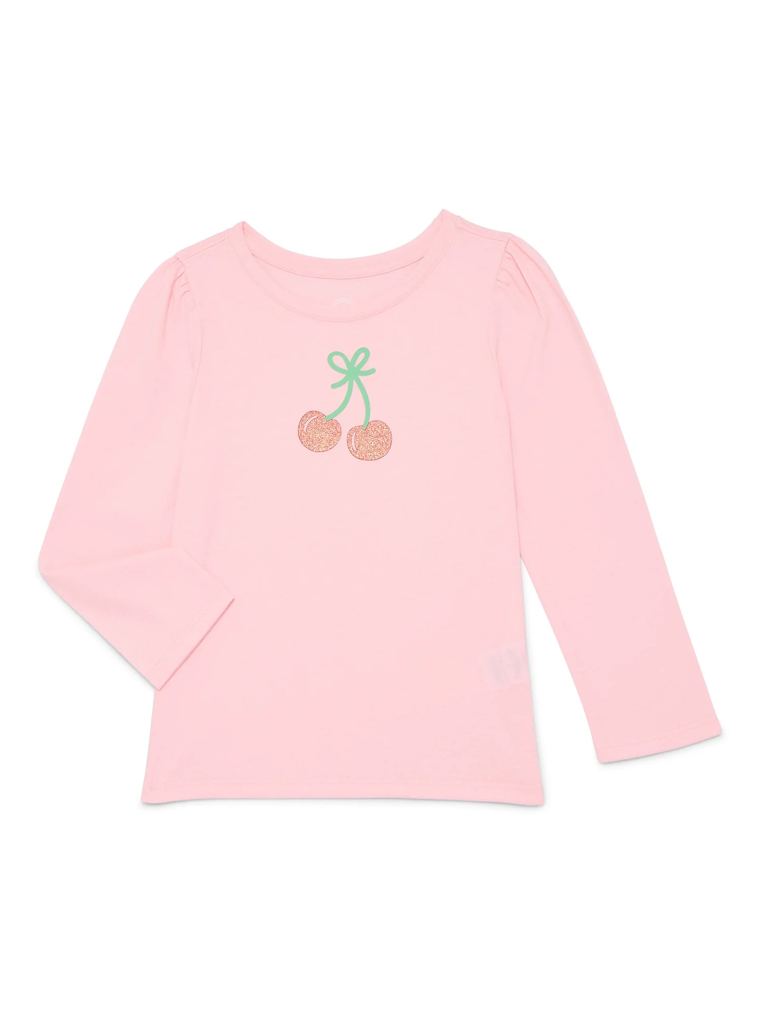 Wonder Nation Toddler Girls Crewneck Tee with Long Sleeves, Sizes 18M-5T | Walmart (US)