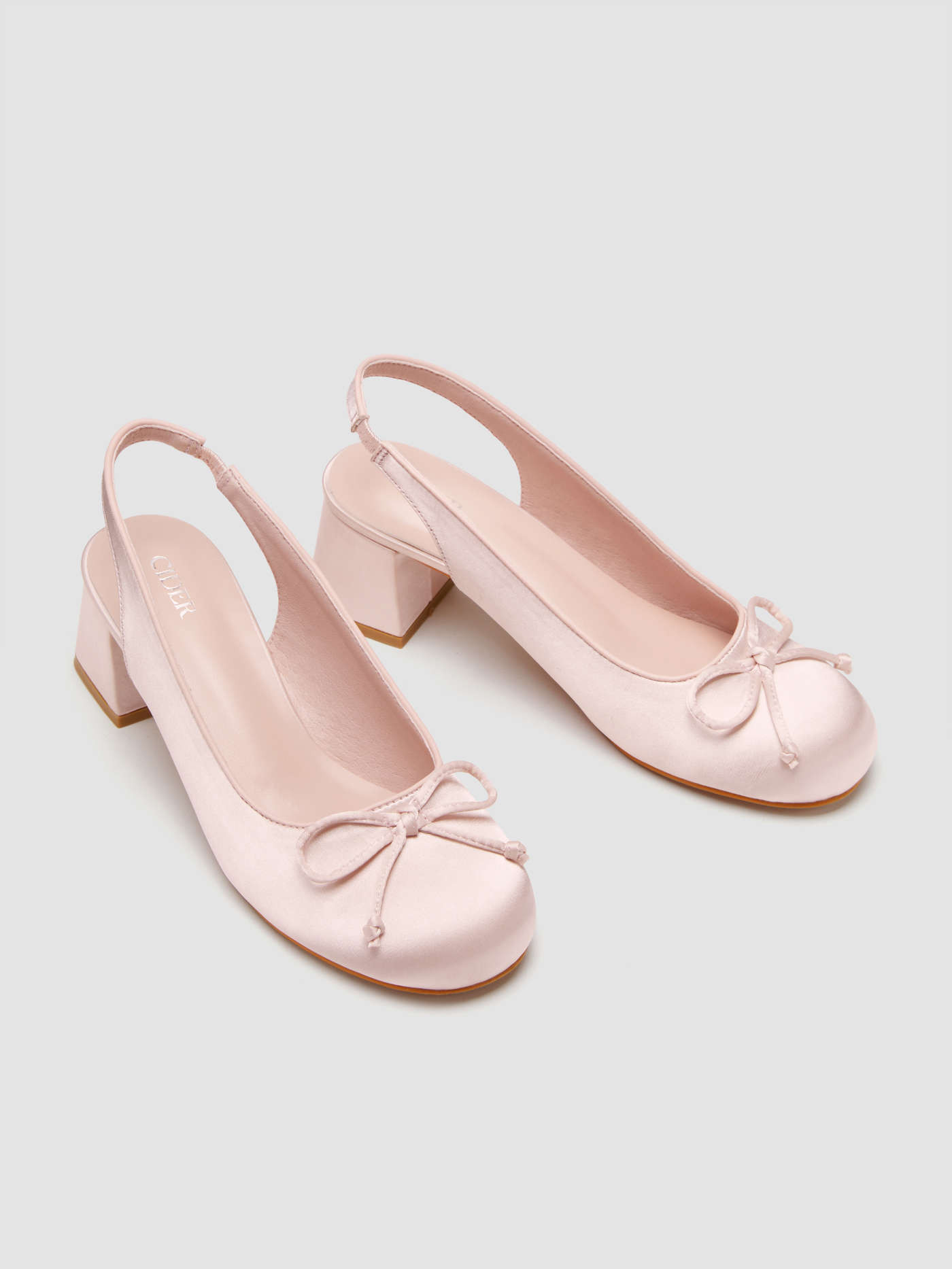 Satin Bowknot Slingback Heeled Mary Jane Shoes | Cider