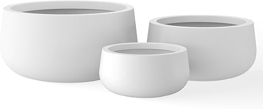 Kante 19.6",15.7",11.8" Dia Round Concrete Planters Set of 3, Outdoor Indoor Garden Plant Pots wi... | Amazon (US)