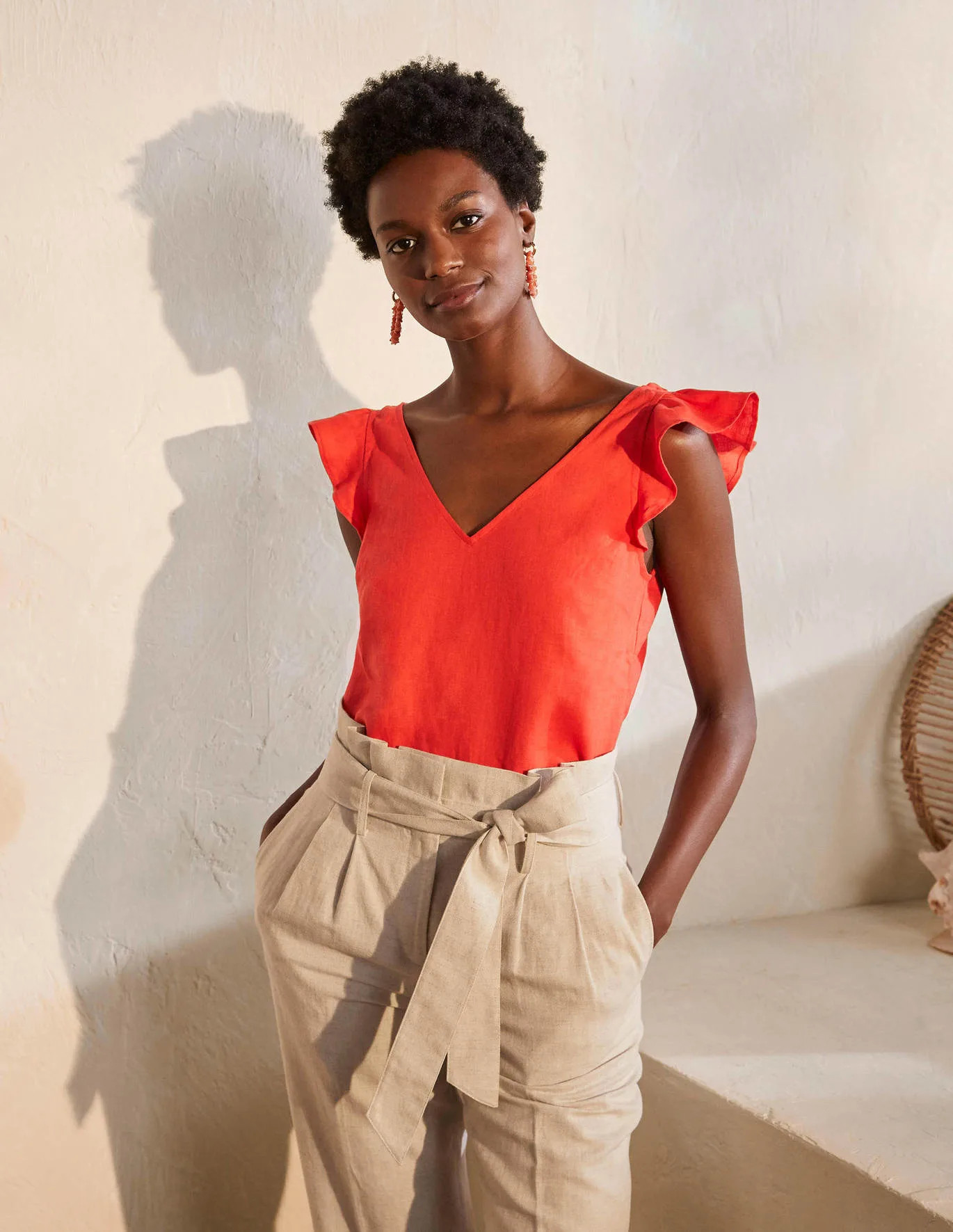 Andrea Linen Top - Cherry Red | Boden US | Boden (US)