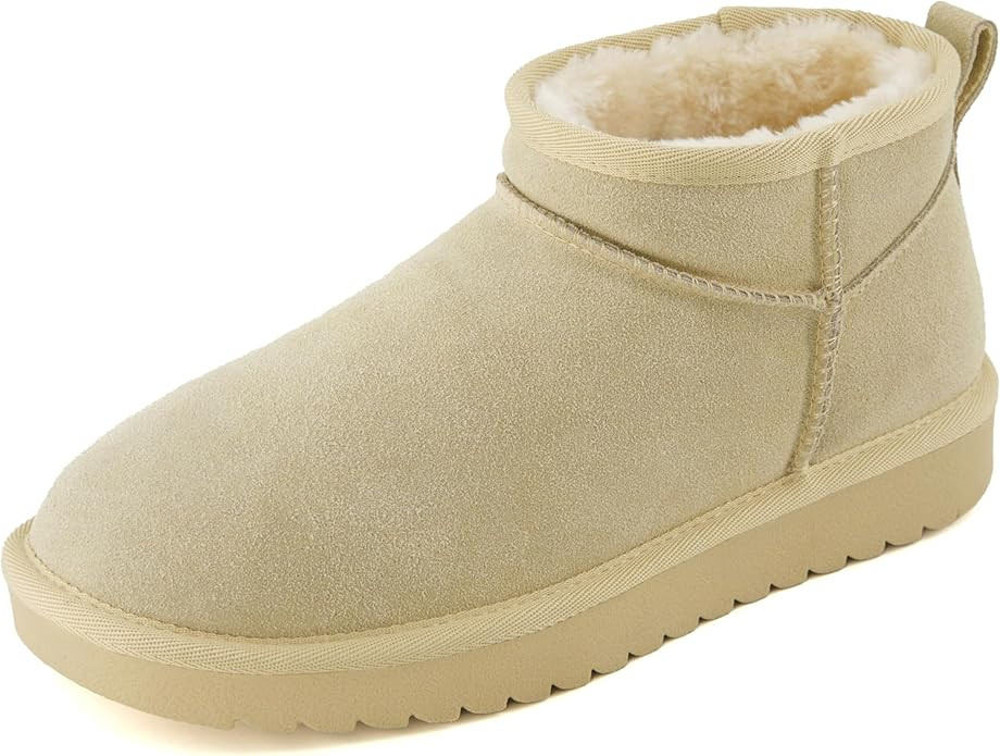 CUSHIONAIRE Women's Hip 2 Genuine Suede Ankle Snow Boots - Pull-On with Cozy Faux Shearling Linin... | Amazon (US)