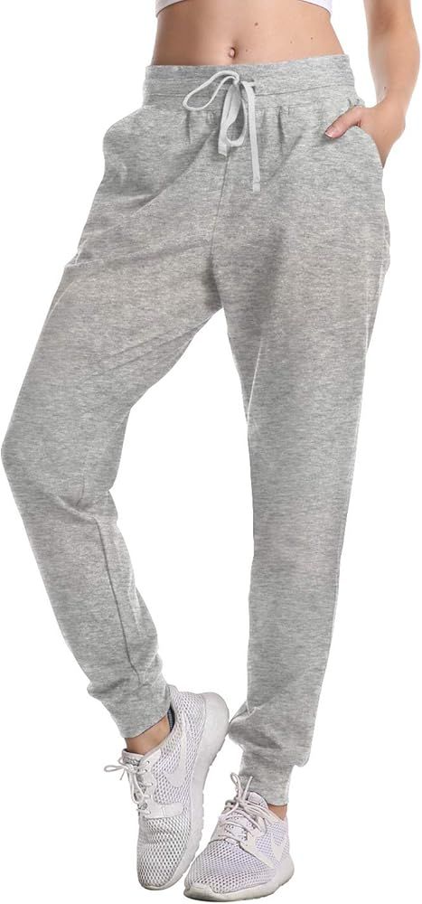 DAYOUNG Women's Sweatpants Yoga Jogger Running Pants Lounge Loose Drawstring Waist with Zipper P... | Amazon (US)